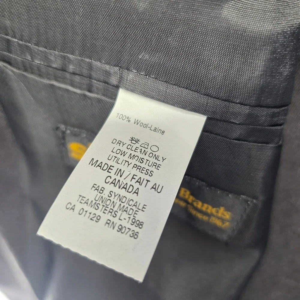 Lauren Ralph Lauren 48R Charcoal Grey‎ Black Wool 3 Button Blazer Jacket Vest